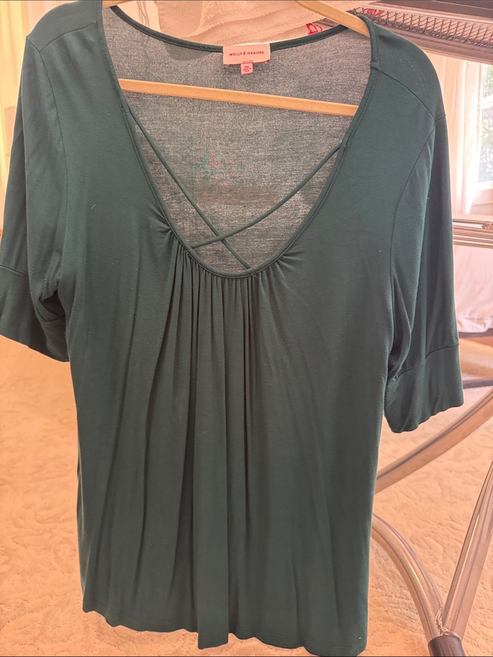 Molly & Isadora Forest Green Short-Sleeve V-Neck Tee